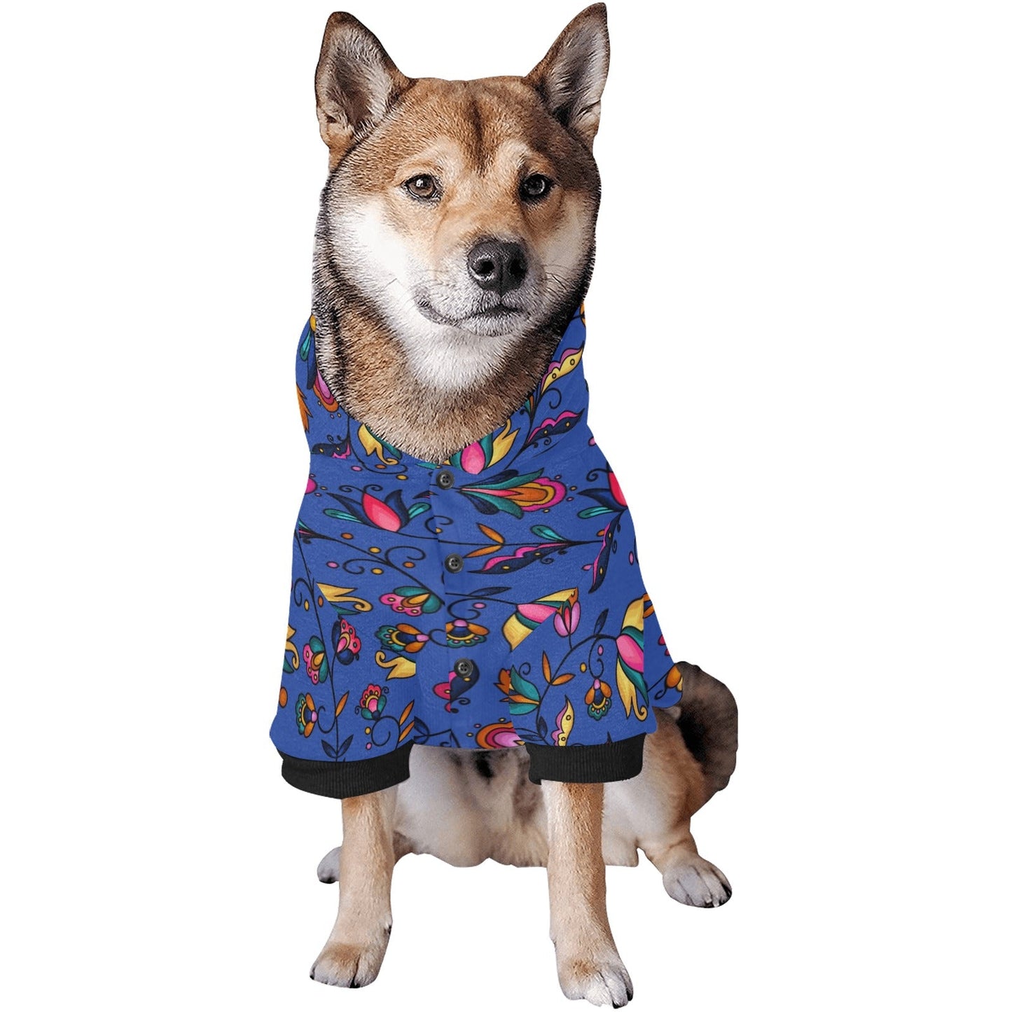 Copper Prairie Petals Blue Pet Dog Hoodie