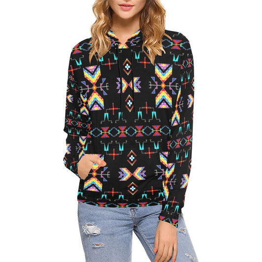 Rainy Chief Rainbow Black Hoodie for Women