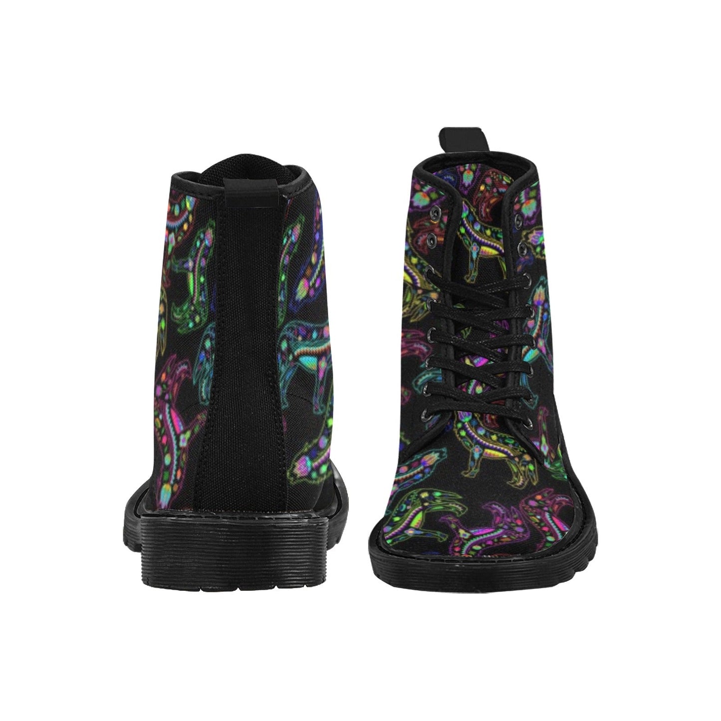 Neon Floral Wolves Boots for Men