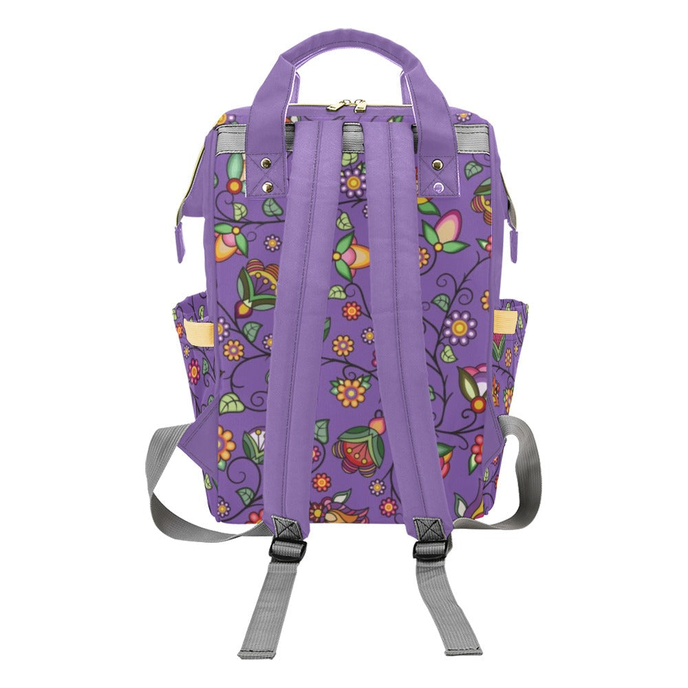Heartbeat Petals Purple Multi-Function Diaper Backpack
