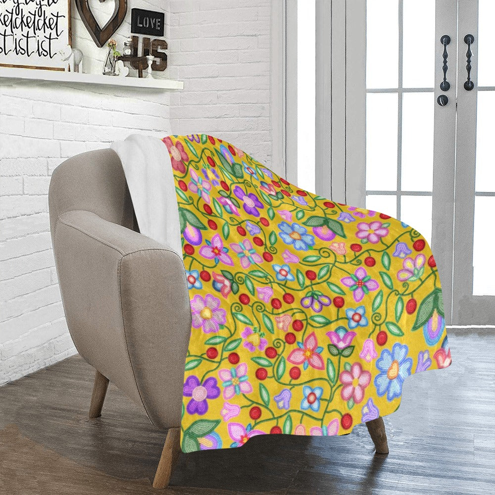 Petal Harmony Ochre Small Micro Fleece Blanket