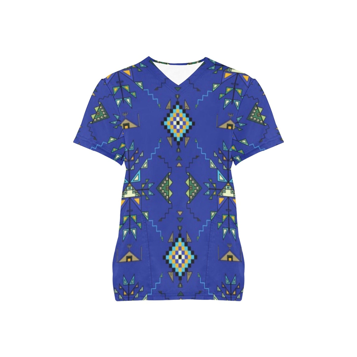 Bear Shield Dark Blue Scrub Top