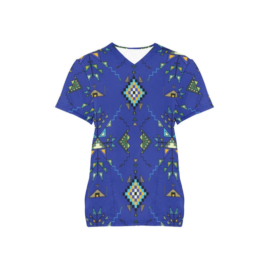 Bear Shield Dark Blue Scrub Top