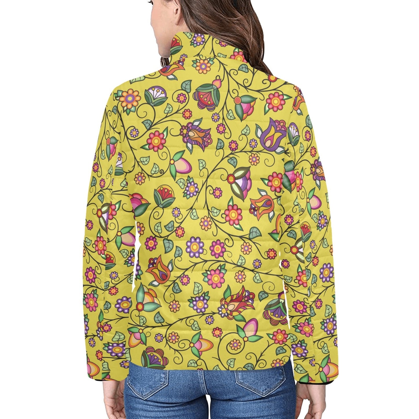 Heartbeat Petals Yellow Women's Padded Jacket