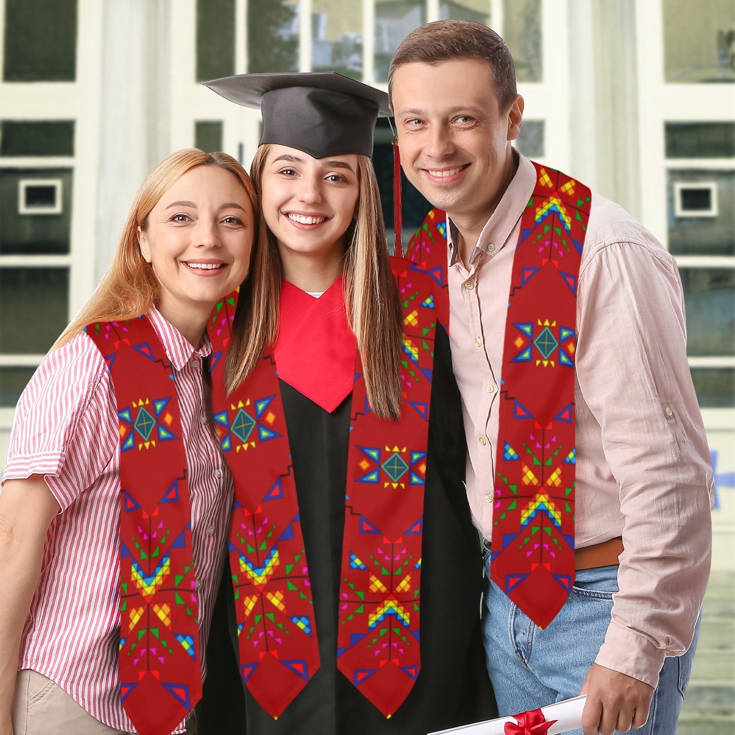 Buffalo Jump Red Graduation Stole