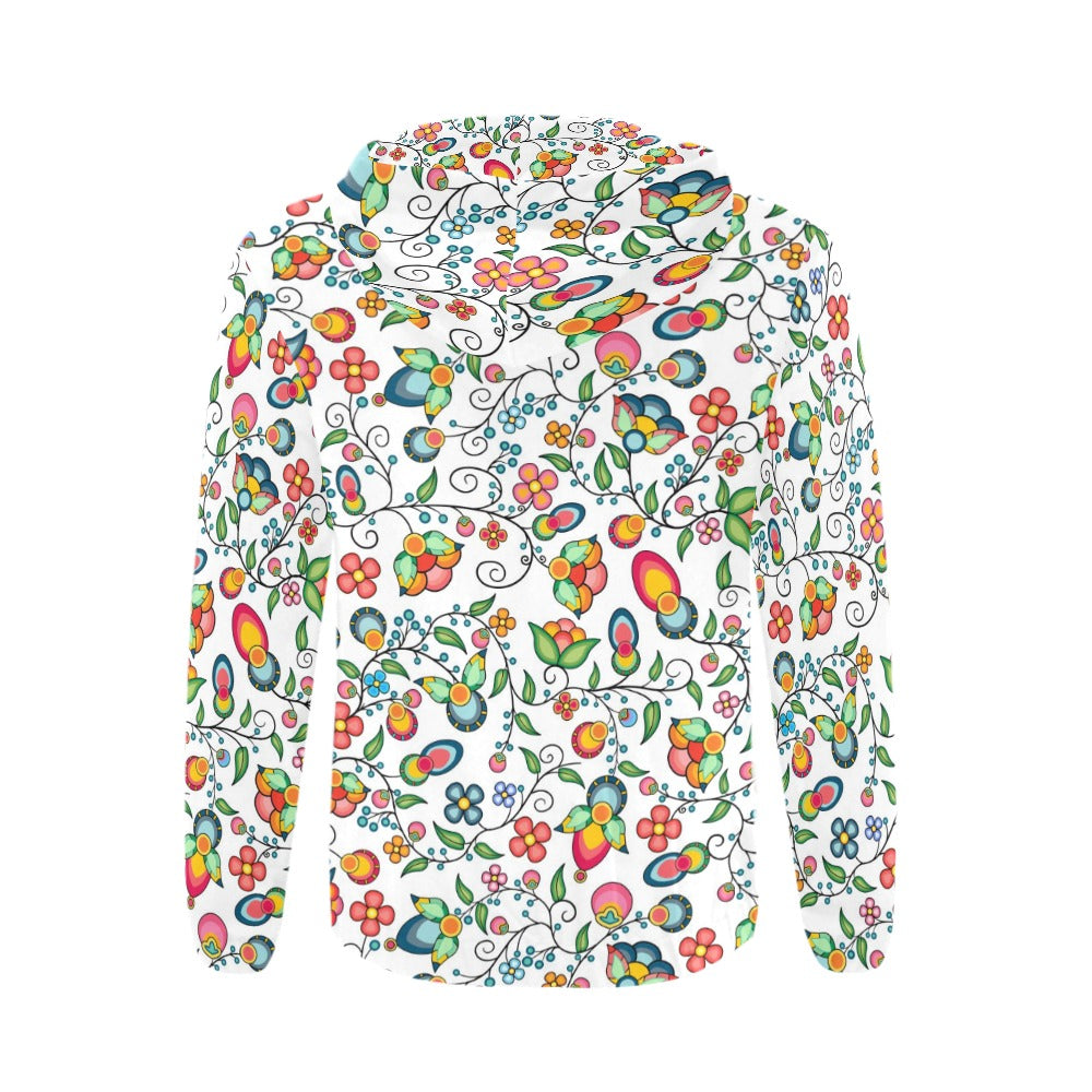 Floral Bounty White Men's Zipper Hoodie