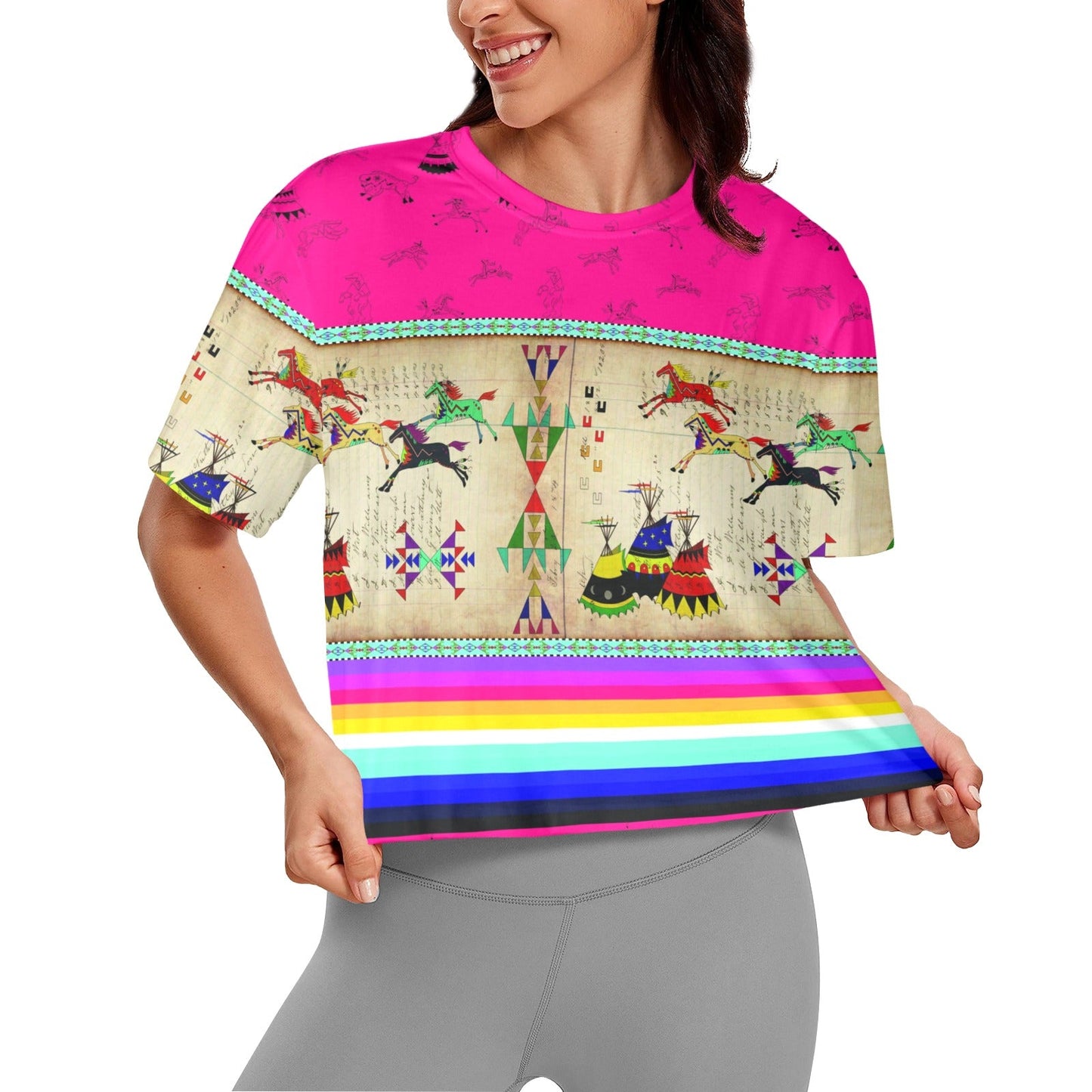 Horses Running Crop Top