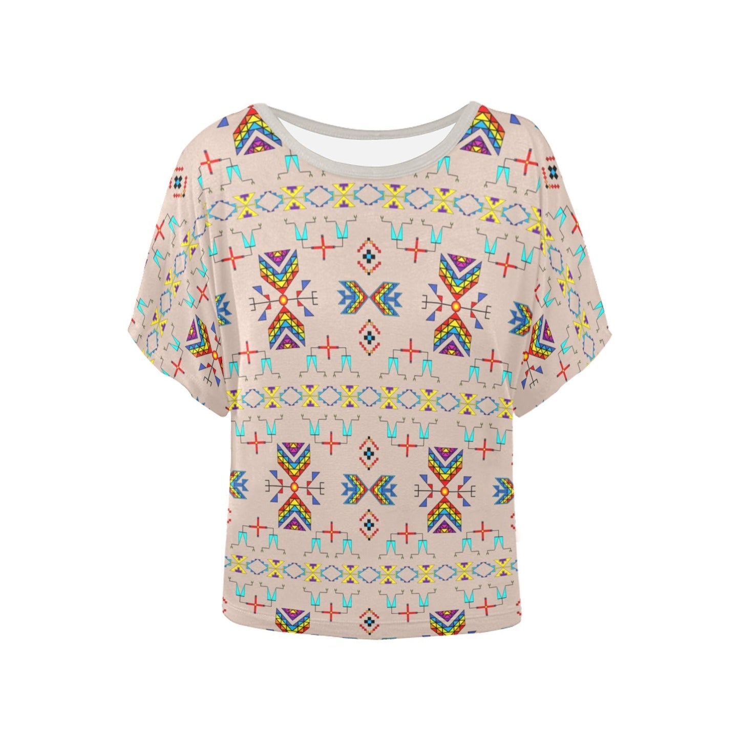 Rainy Chief Rainbow Taupe Women's Batwing-Sleeved Blouse T shirt