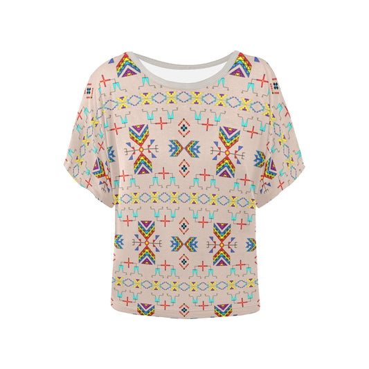 Rainy Chief Rainbow Taupe Women's Batwing-Sleeved Blouse T shirt