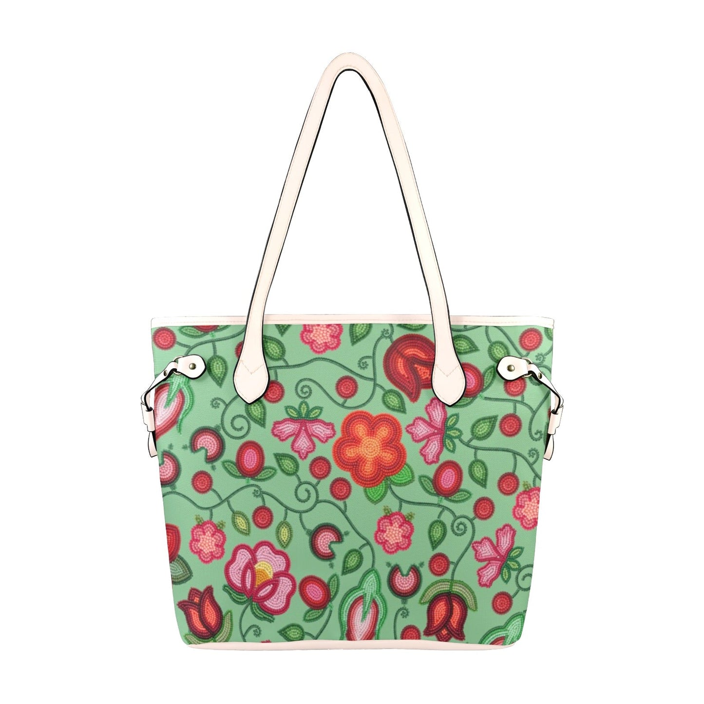 Rose Reverie Green Clover Canvas Tote