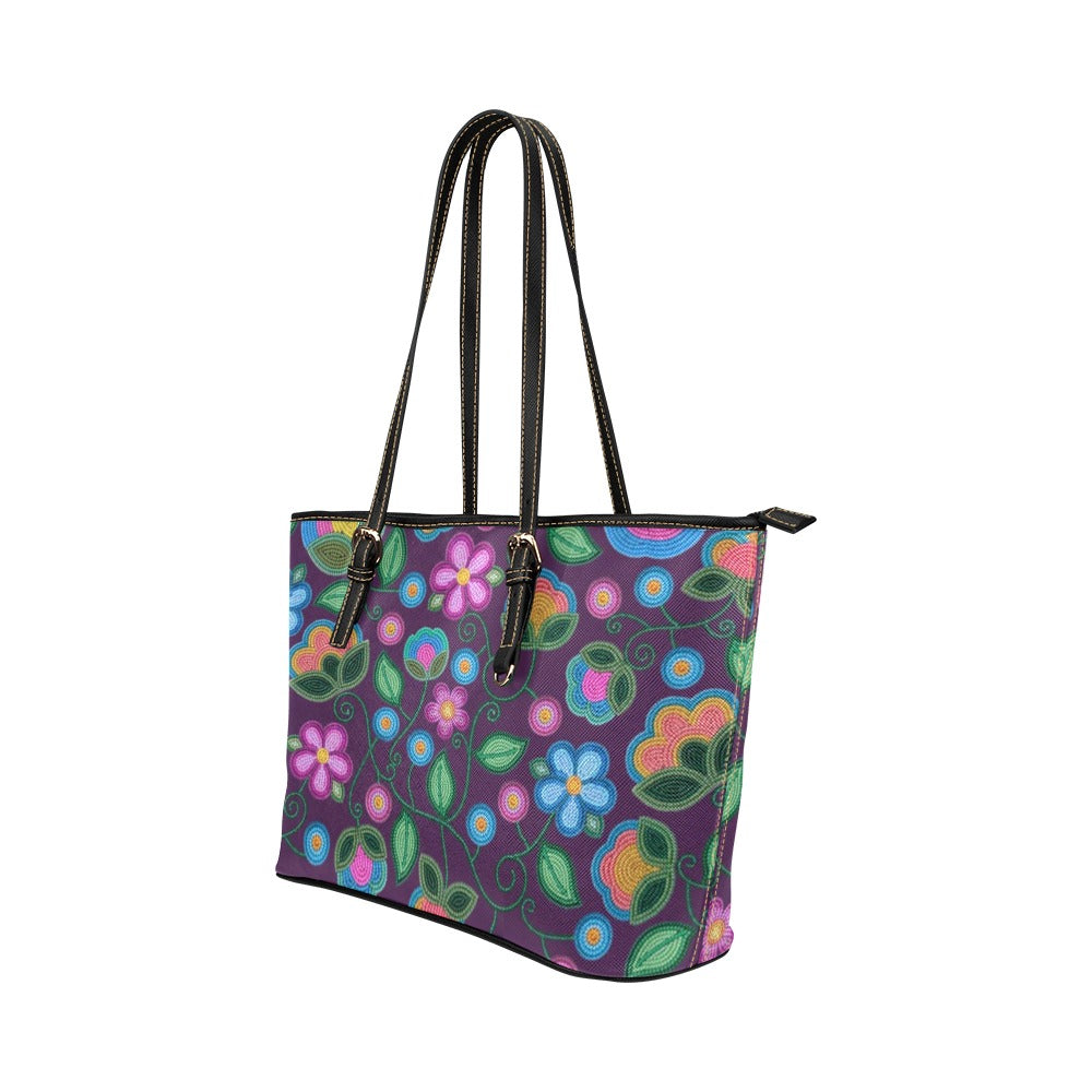 Turquoise Sunbeam Violet Leather Tote
