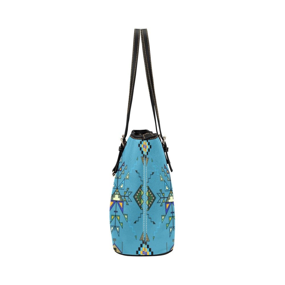 Bear Shield Blue Leather Tote