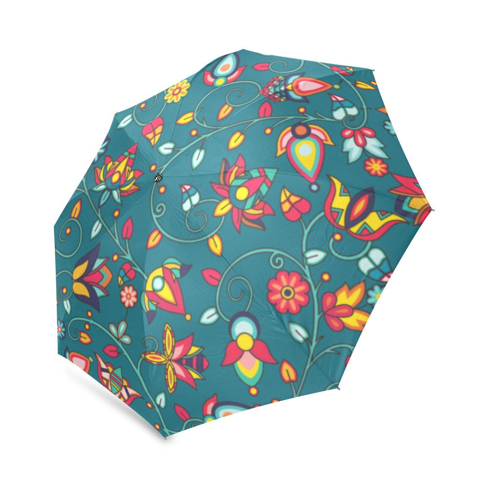 Thorny Path Teal Foldable Umbrella