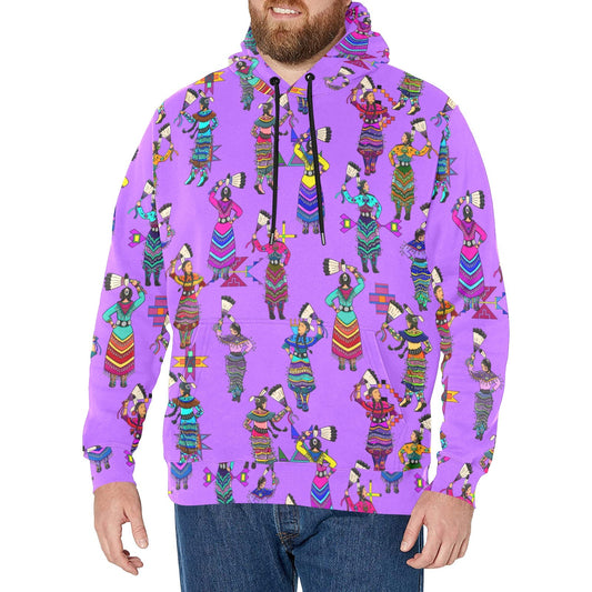 Women's Jingle Dancers Purple Men's Long Sleeve Fleece Hoodie