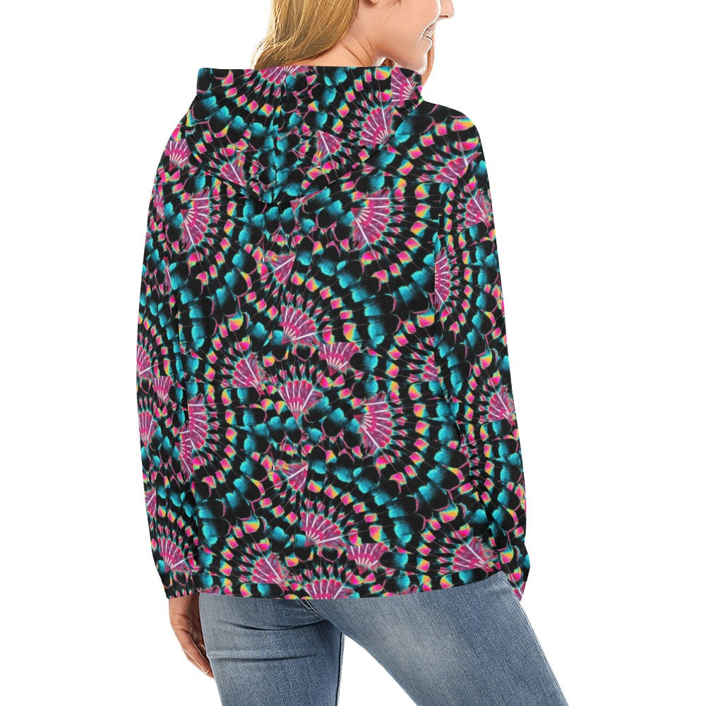 Hawk Feathers Heat Map Hoodie for Women