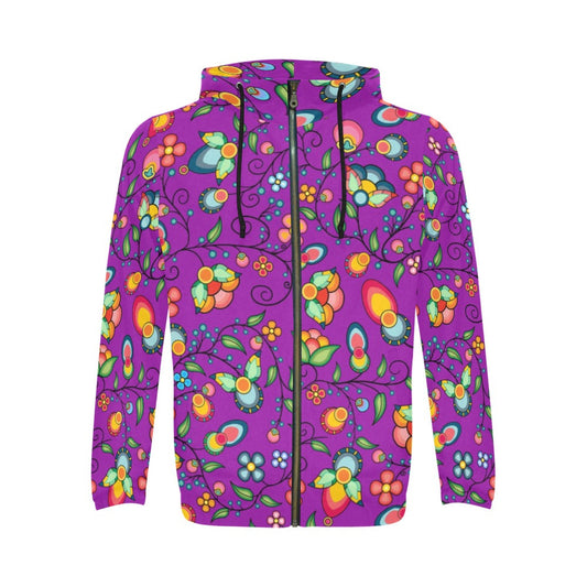 Floral Bounty Purple Zip Hoodie