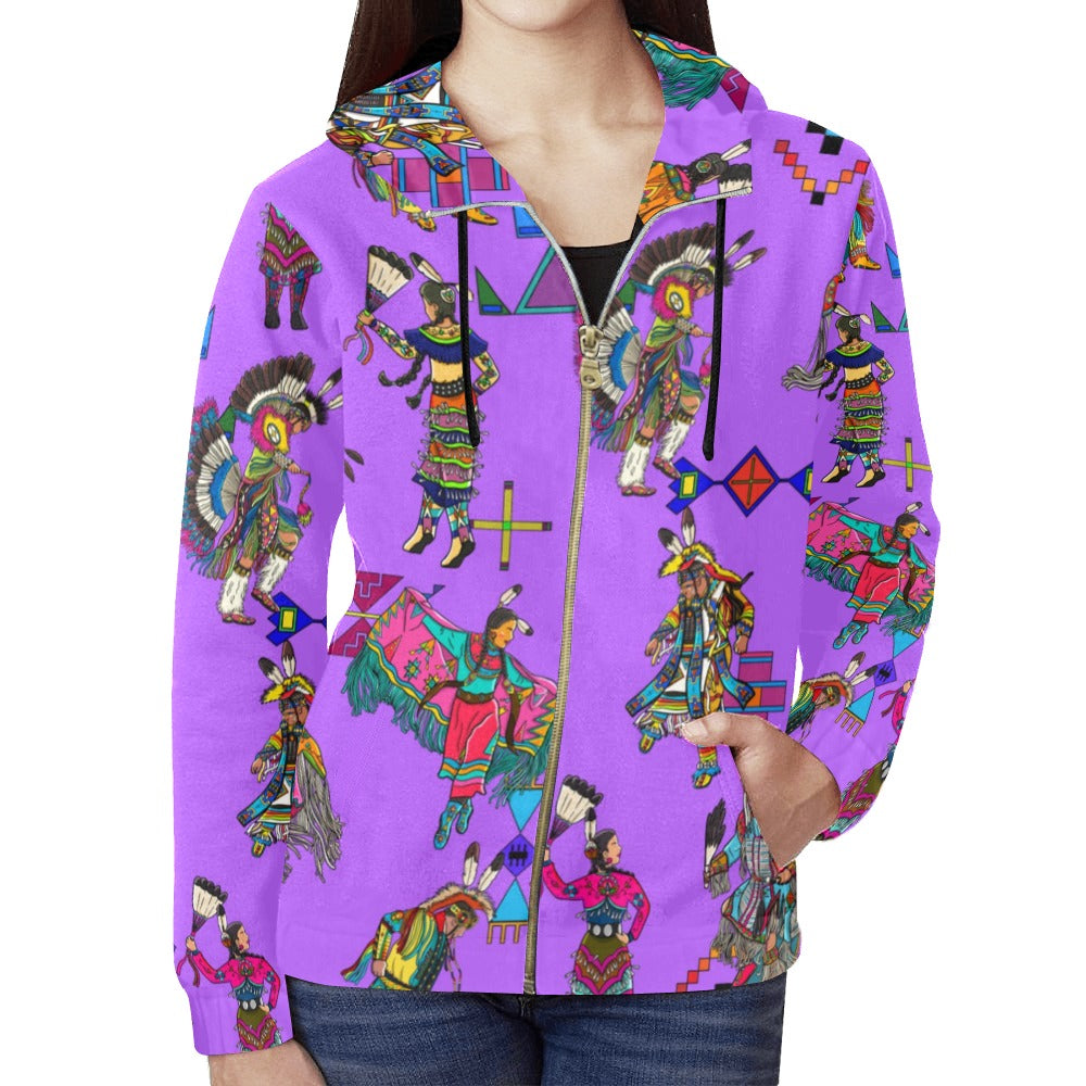Grand Entry Dancers Purple Full Zip Hoodie for Women