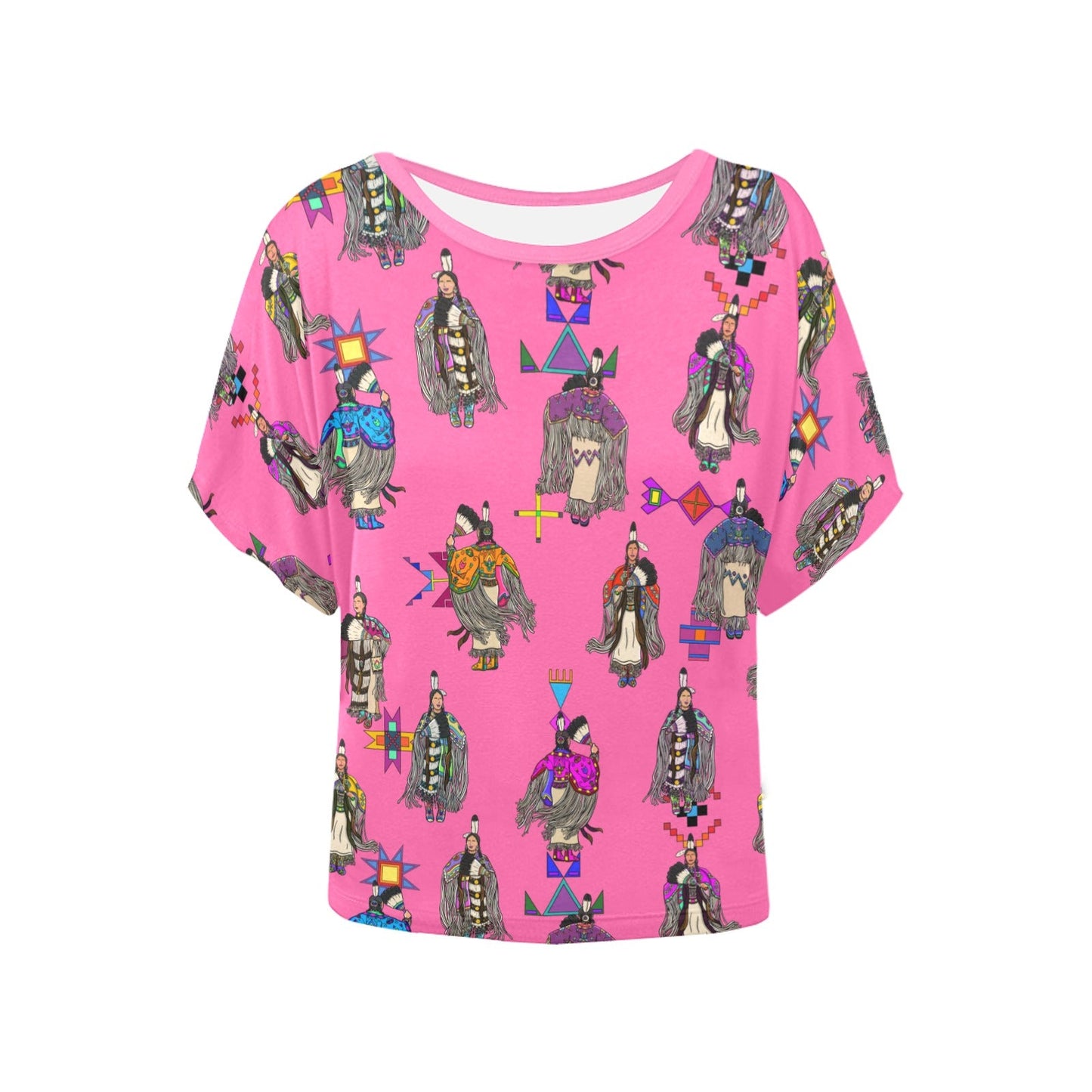 Women's Tradish Dancers Pink Women's Batwing-Sleeved Blouse T shirt