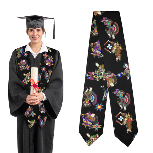 Men's Fancy Dancer Black Graduation Stole