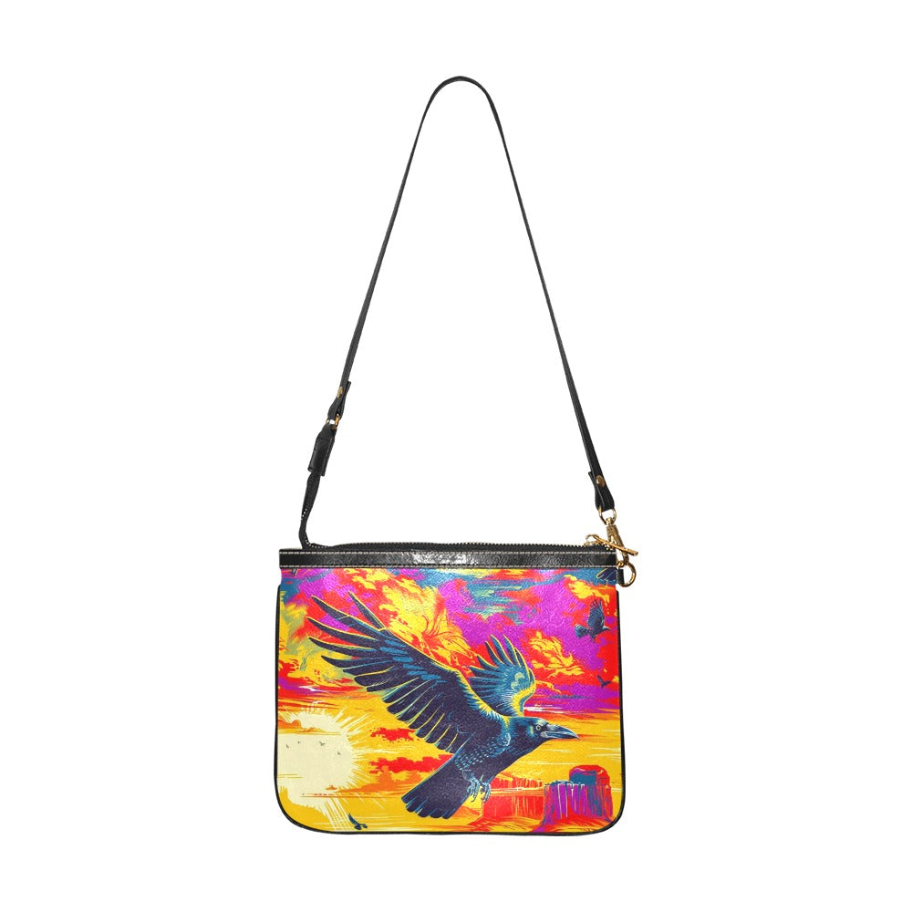 Crow Spreads His Wings Small Shoulder Bag