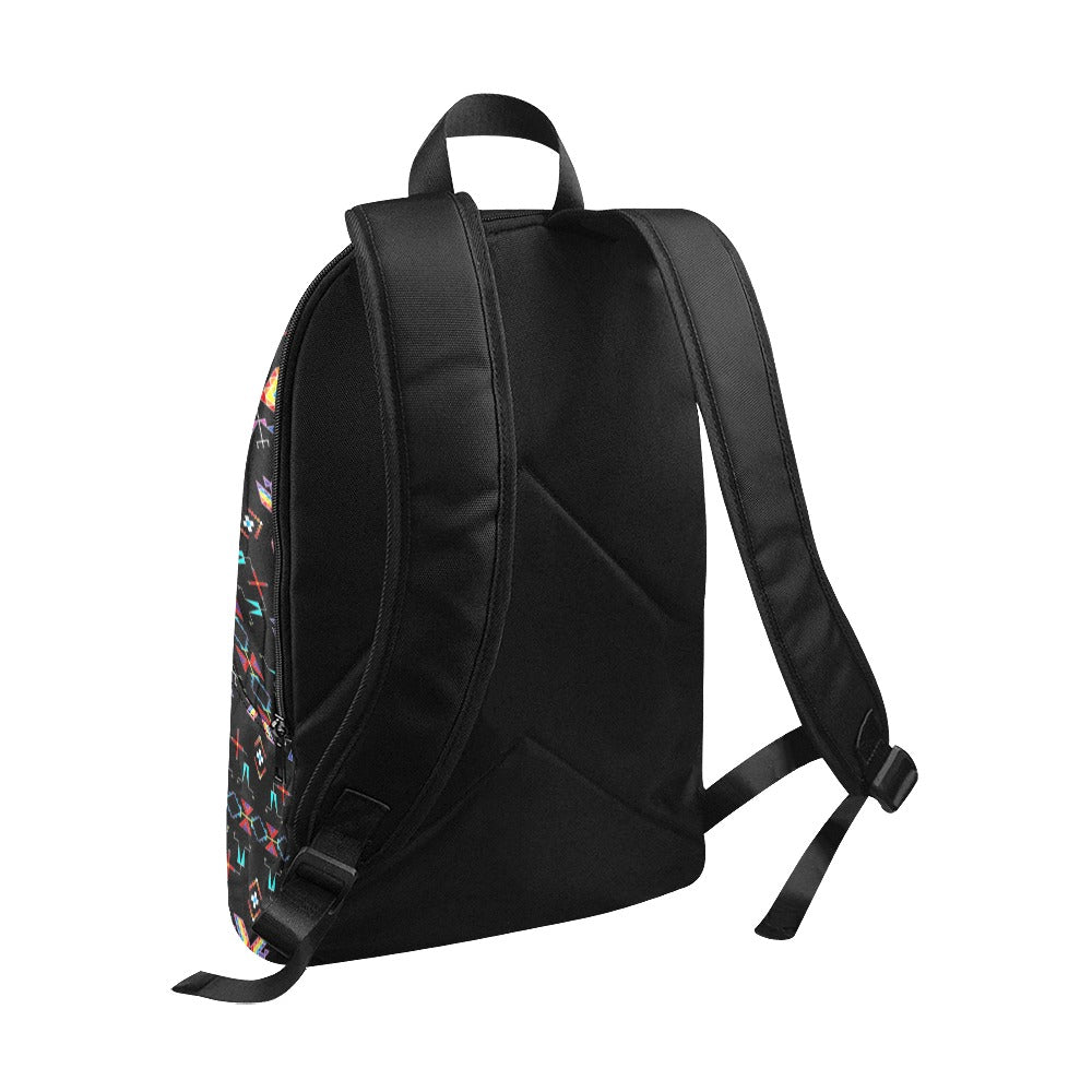 Rainy Chief Rainbow Black Fabric Backpack for Adult