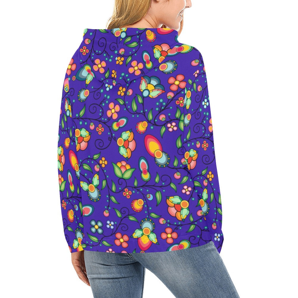 Floral Bounty Blue Hoodie for Women