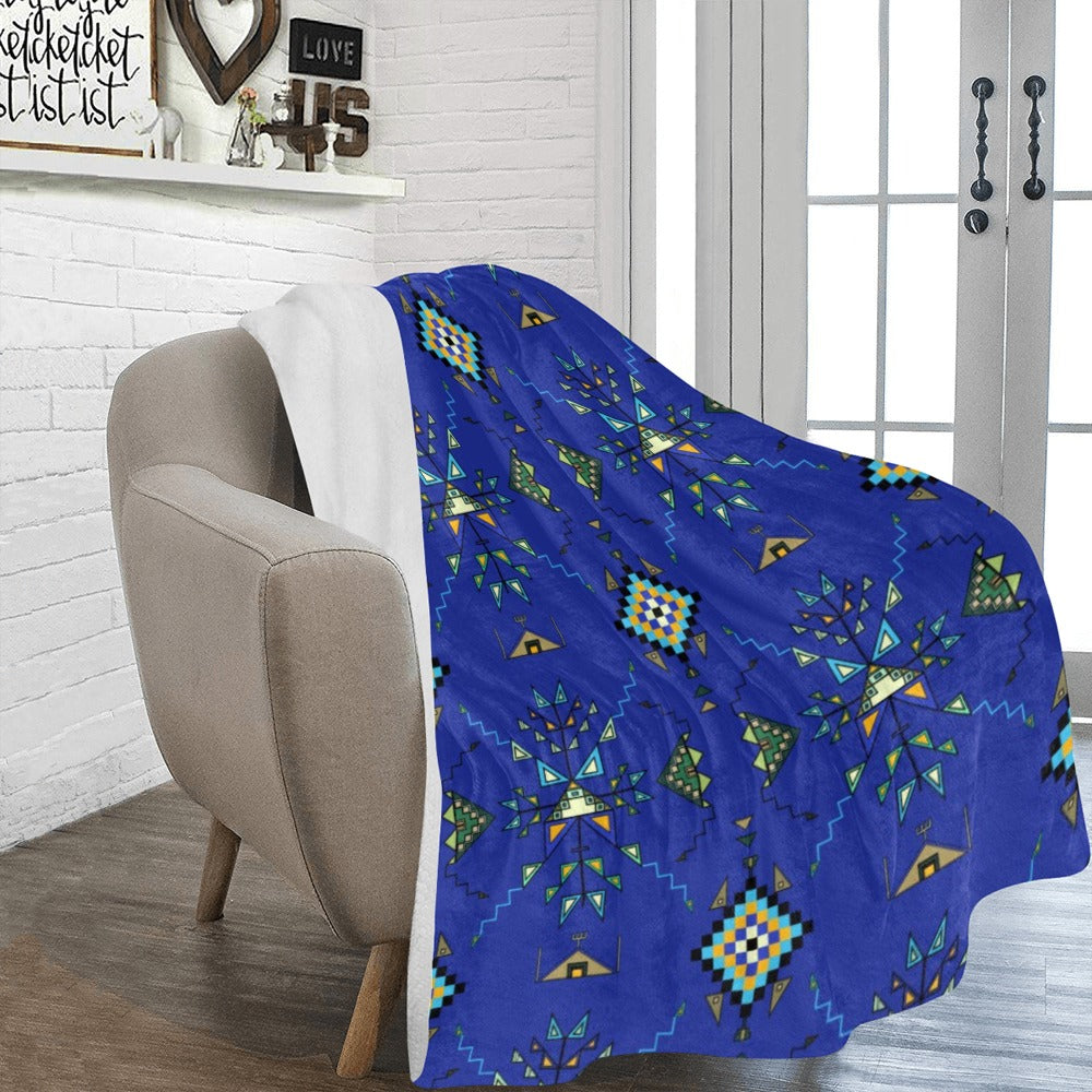 Bear Shield Dark Blue X-Large Micro Fleece Blanket