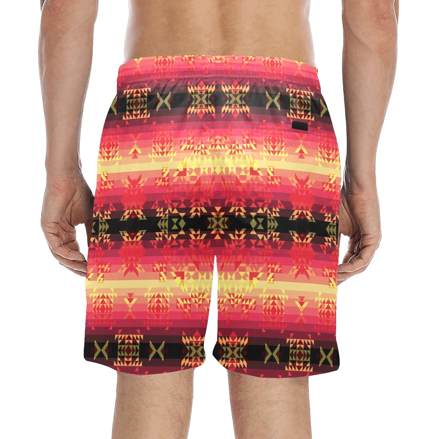 Soleil Fusion Rouge Men's Mid-Length Beach Shorts