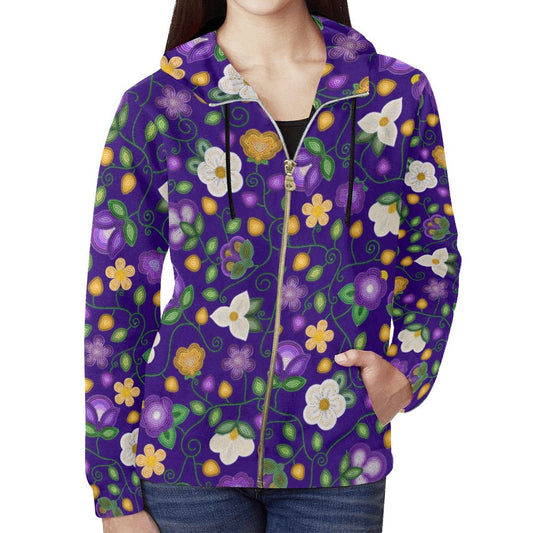 Midnight Moss Bloom Aubergine Full Zip Hoodie for Women