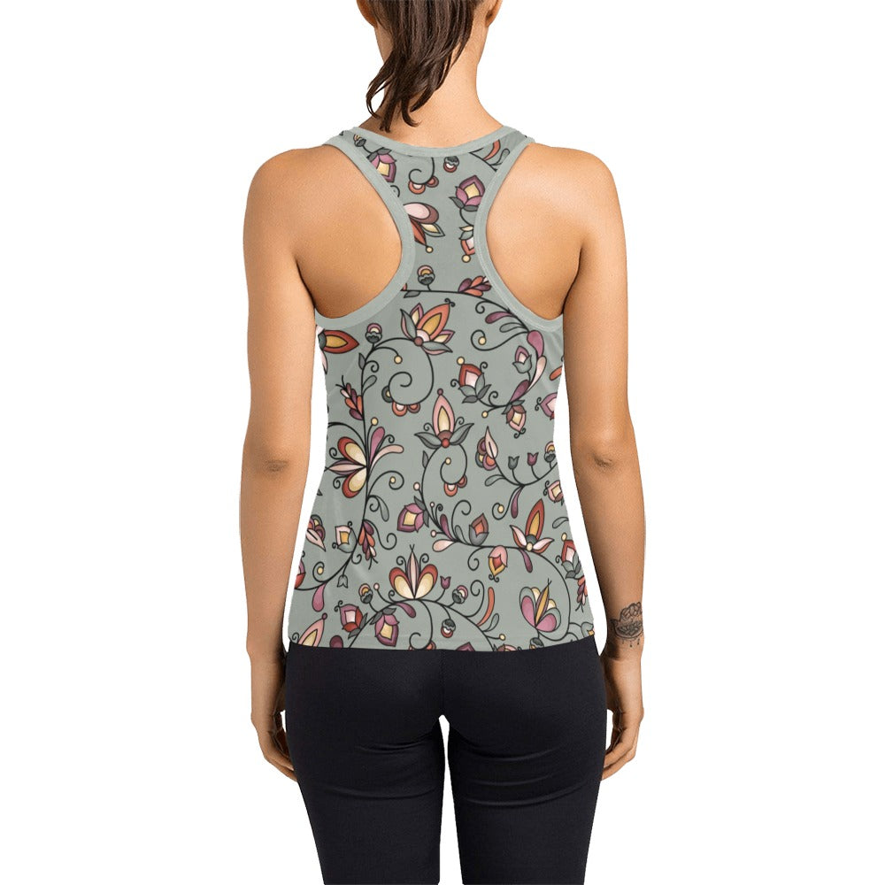Burnt Sky Petals Green Women's Racerback Tank Top