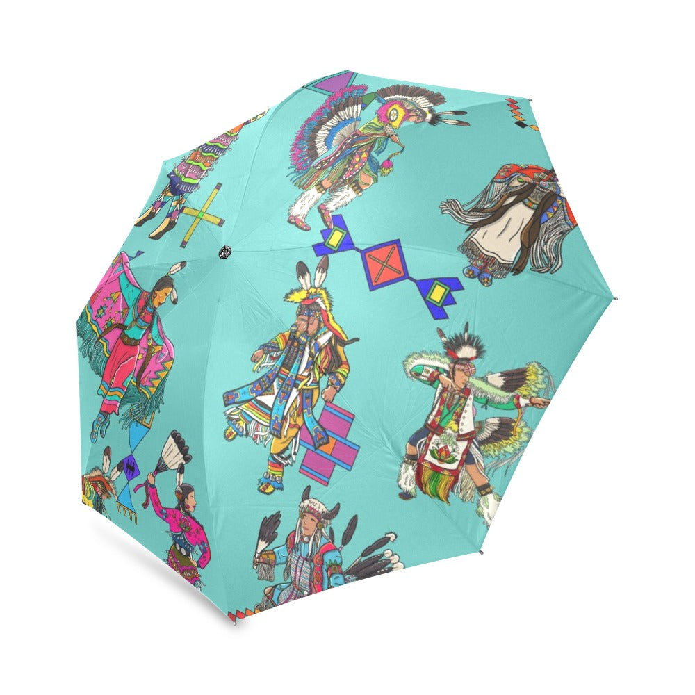 Grand Entry Dancers Eggshell Blue Foldable Umbrella