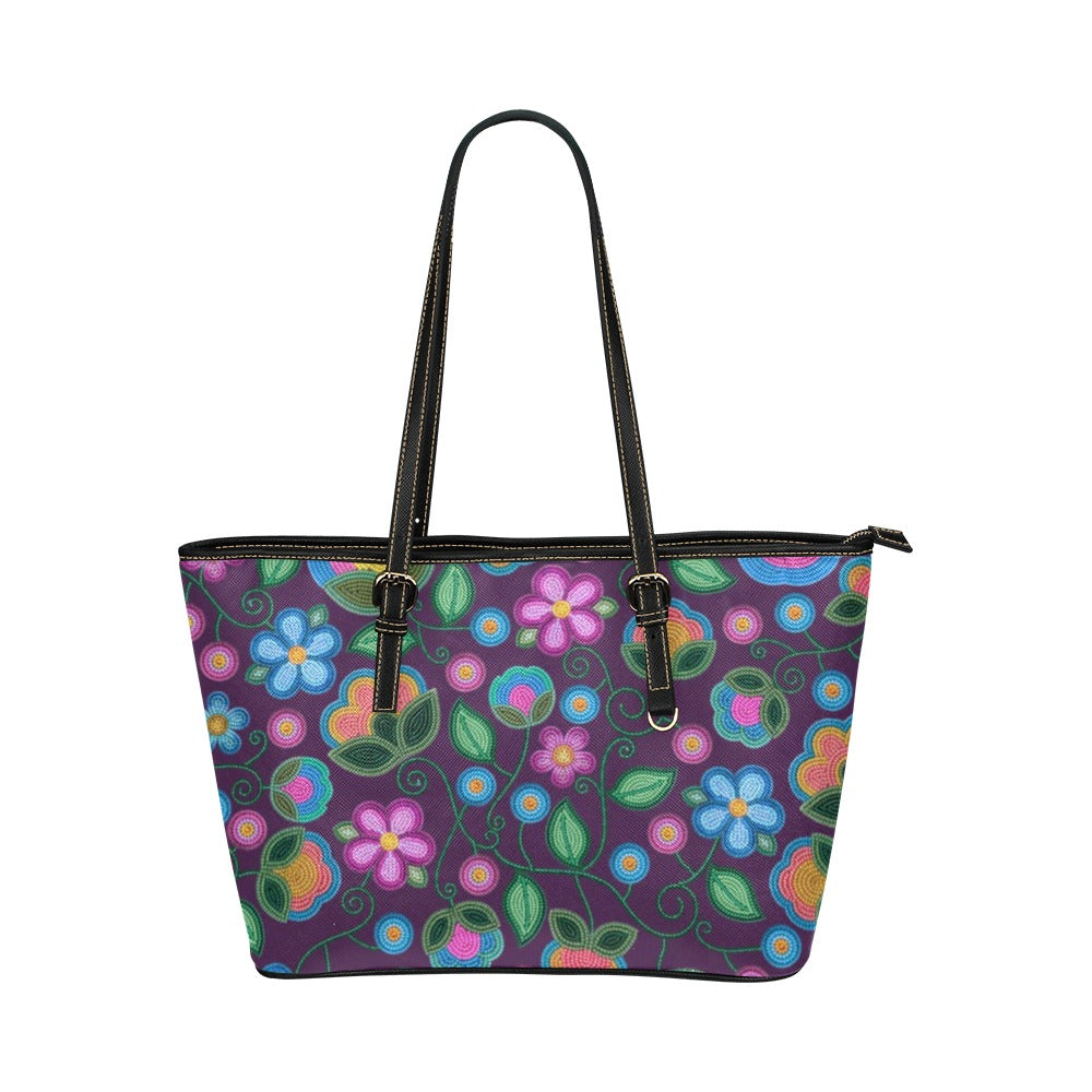 Turquoise Sunbeam Violet Leather Tote