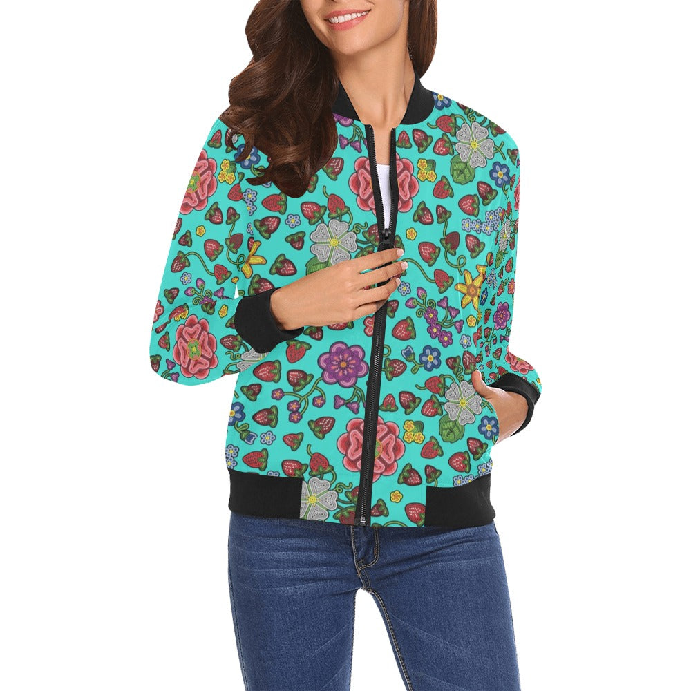 Berry Pop Turquoise Bomber Jacket for Women