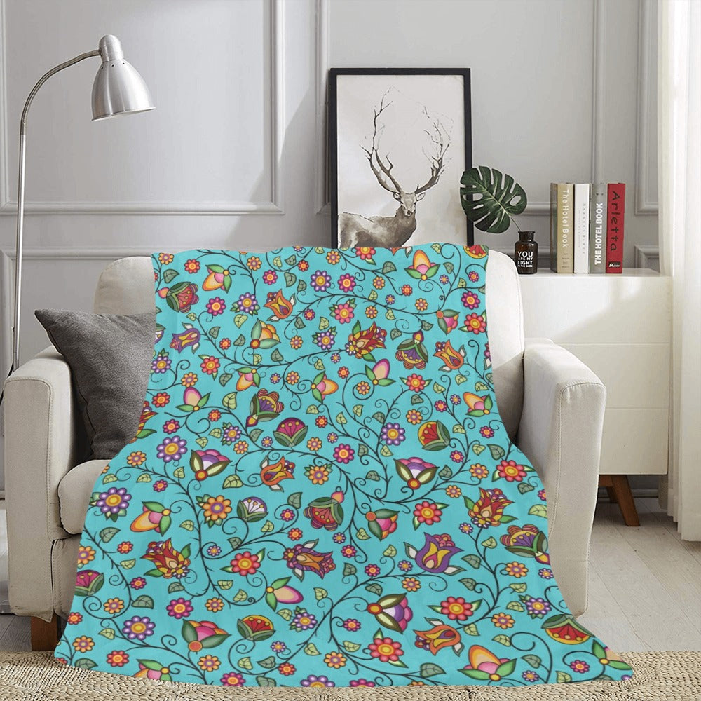 Heartbeat Petals Turquoise X-Large Micro Fleece Blanket