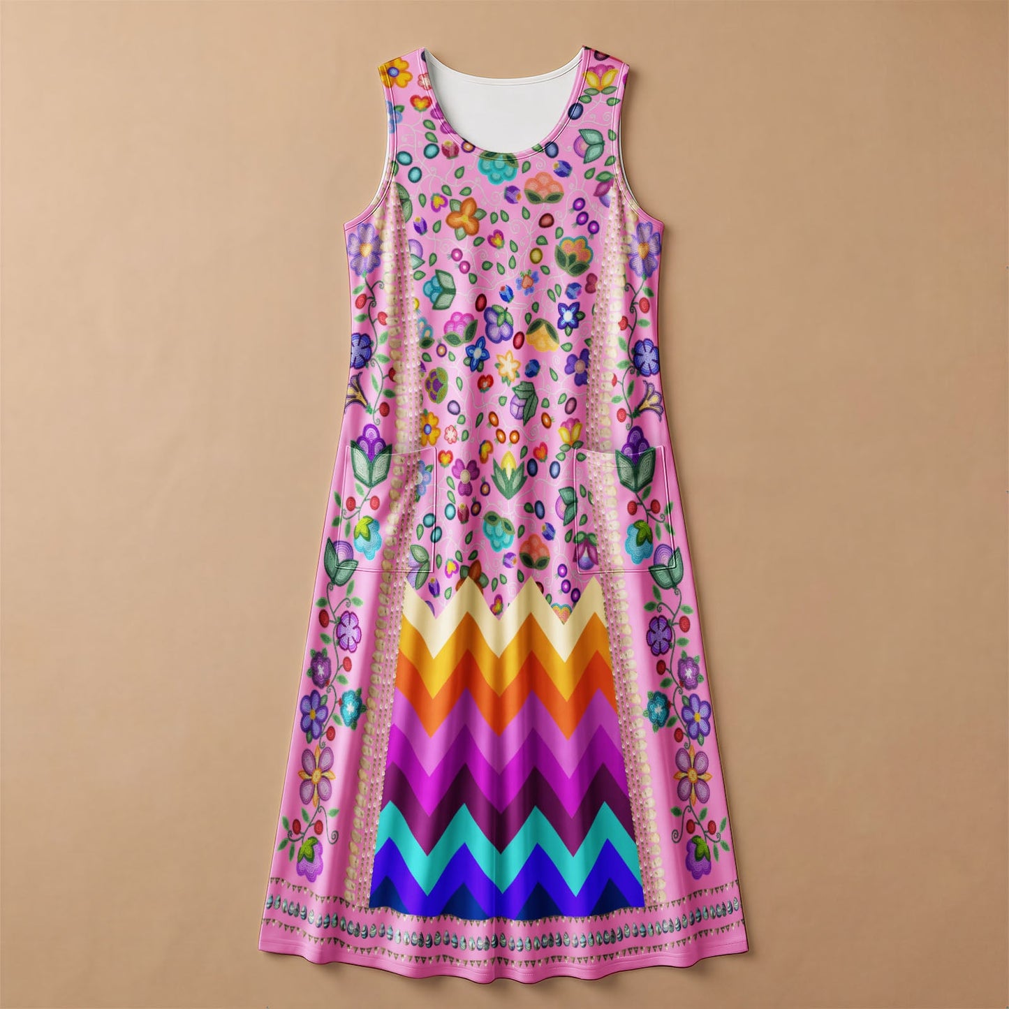Beaded Offering Pink 2 Sleeveless Dress