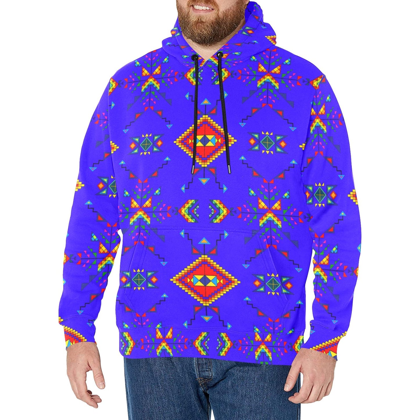 Buffalo Jump Blue Men's Long Sleeve Fleece Hoodie