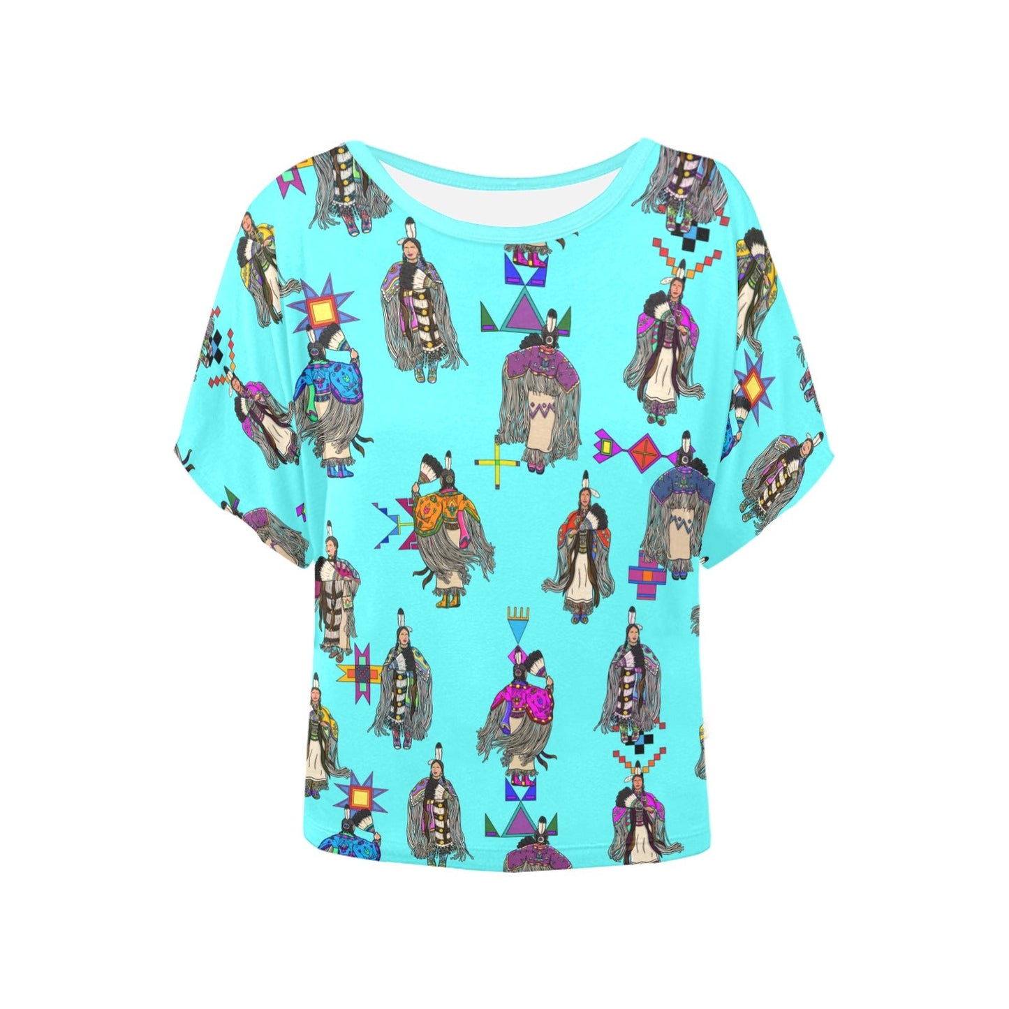 Women's Tradish Dancers Turquoise Women's Batwing-Sleeved Blouse T shirt