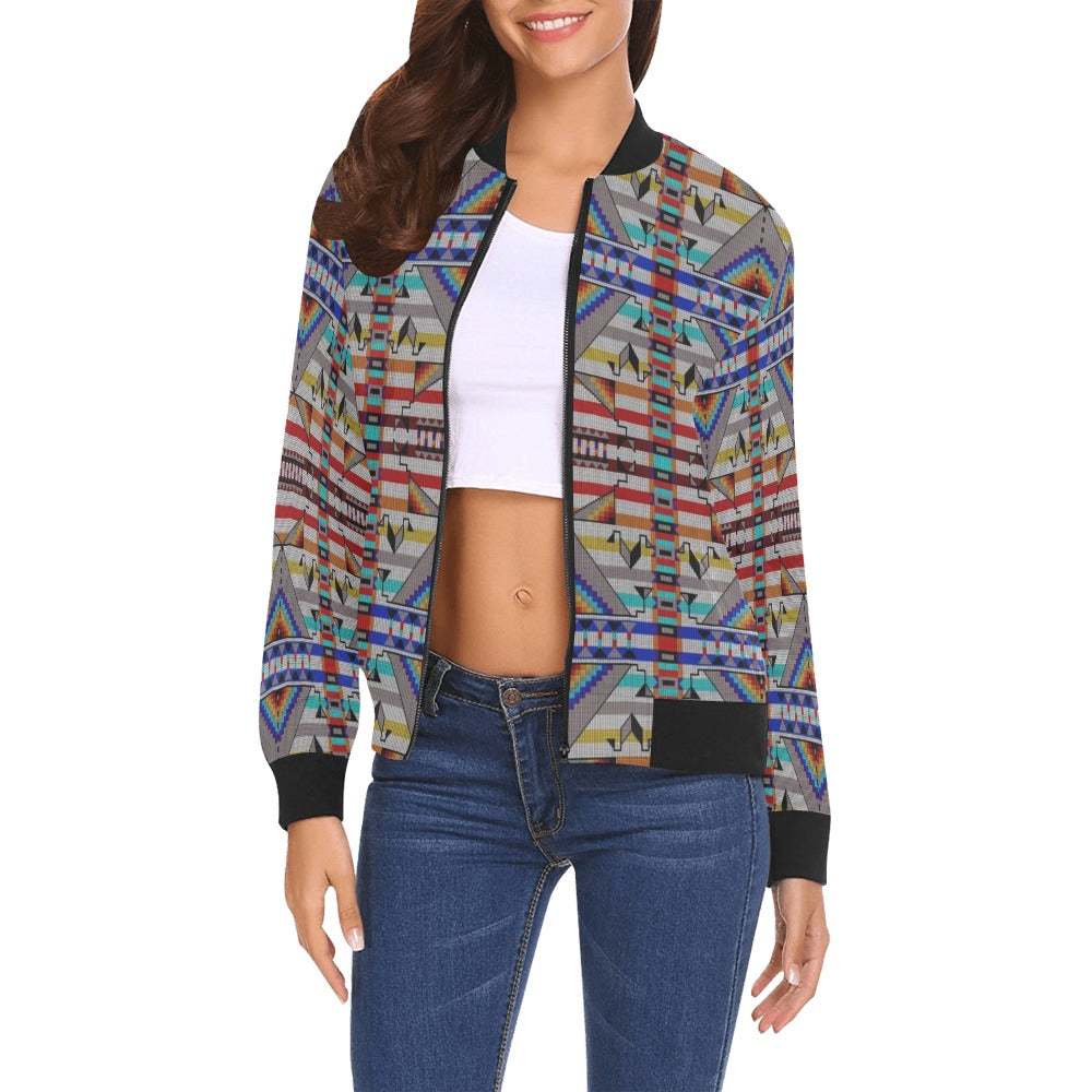 Medicine Blessing White Bomber Jacket for Women