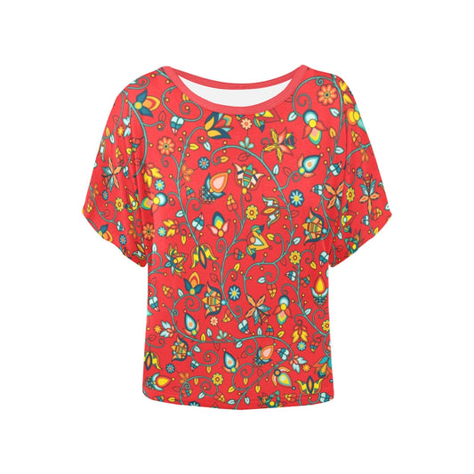 Thorny Path Red Women's Batwing-Sleeved Blouse T shirt