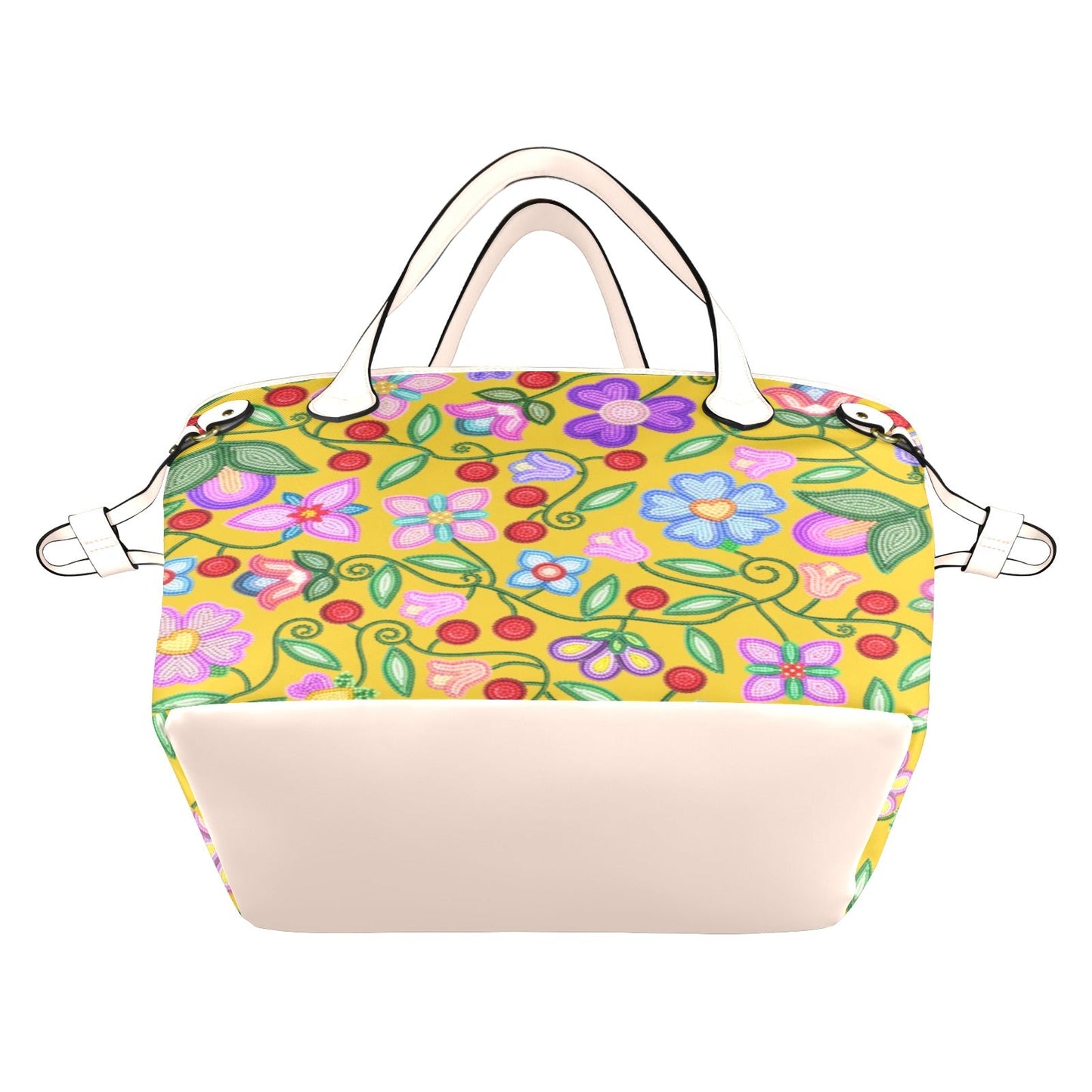 Petal Harmony Ochre Clover Canvas Tote