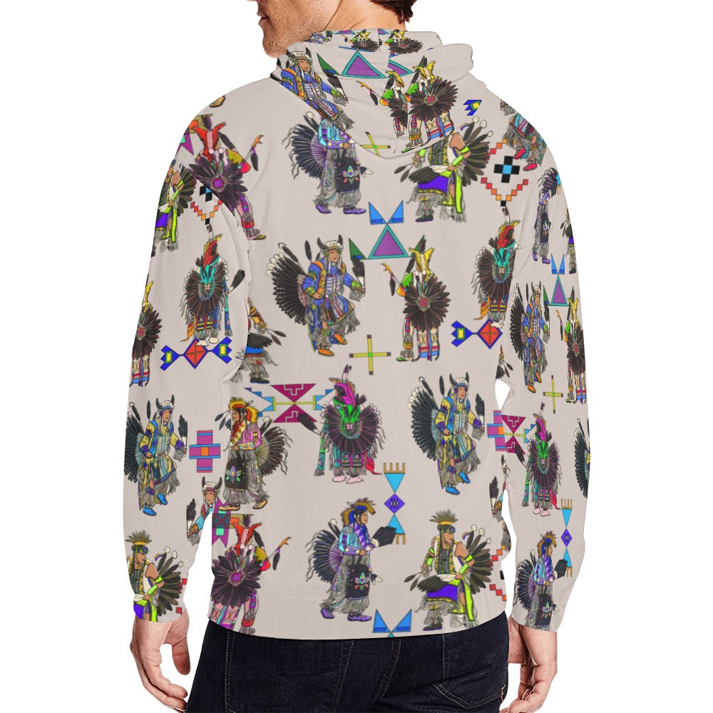 Men's Tradish Dancers Muslin White Men's Zipper Hoodie