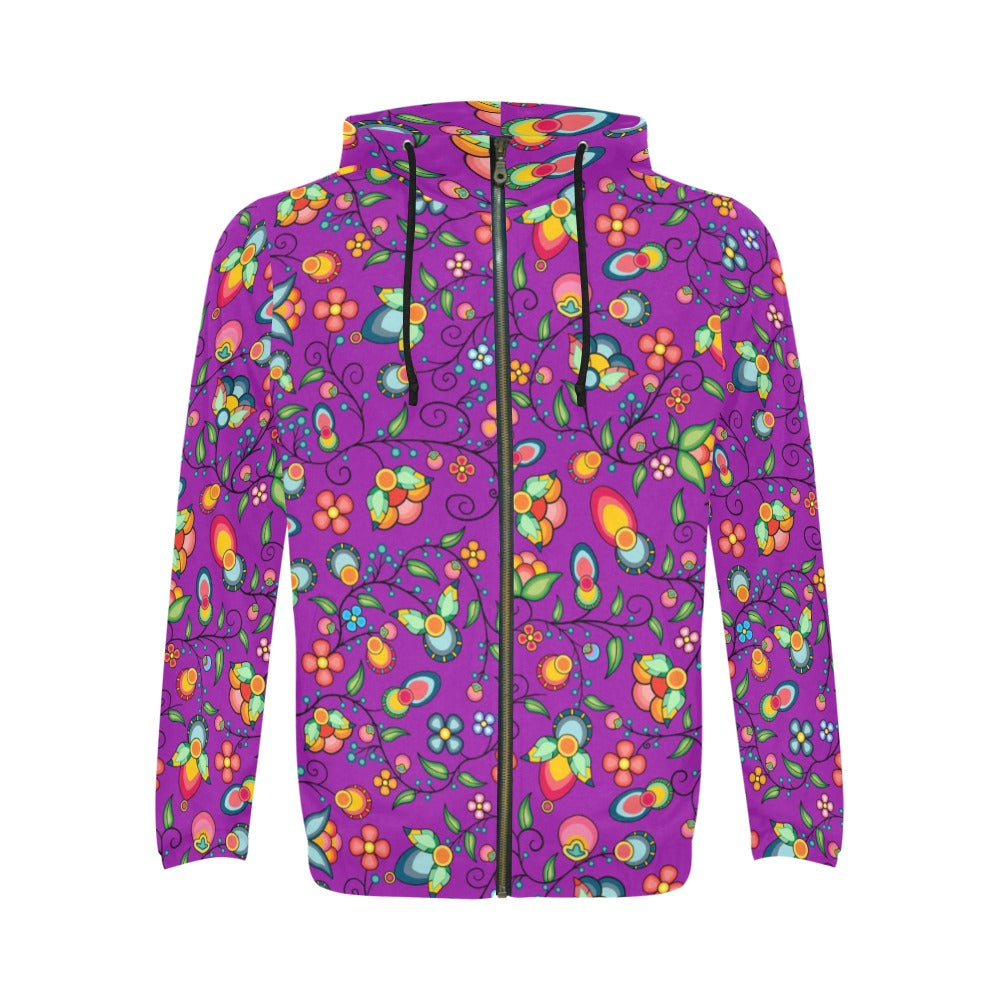 Floral Bounty Purple Men's Zipper Hoodie
