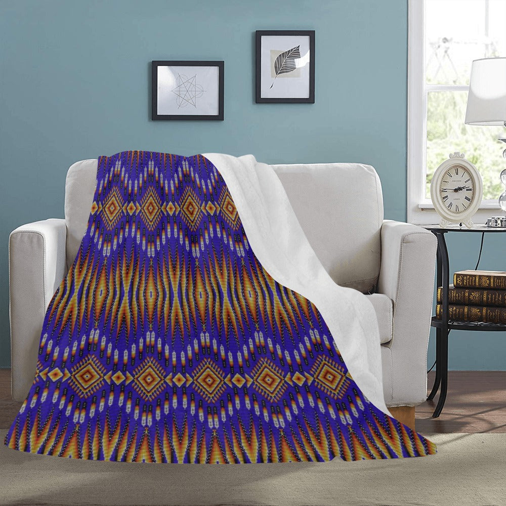 Fire Feather Blue X-Large Micro Fleece Blanket