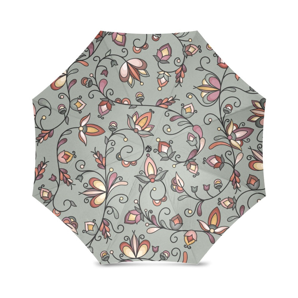 Burnt Sky Petals Green Foldable Umbrella
