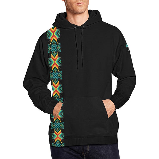 Black Blanket Strip Hoodie for Men