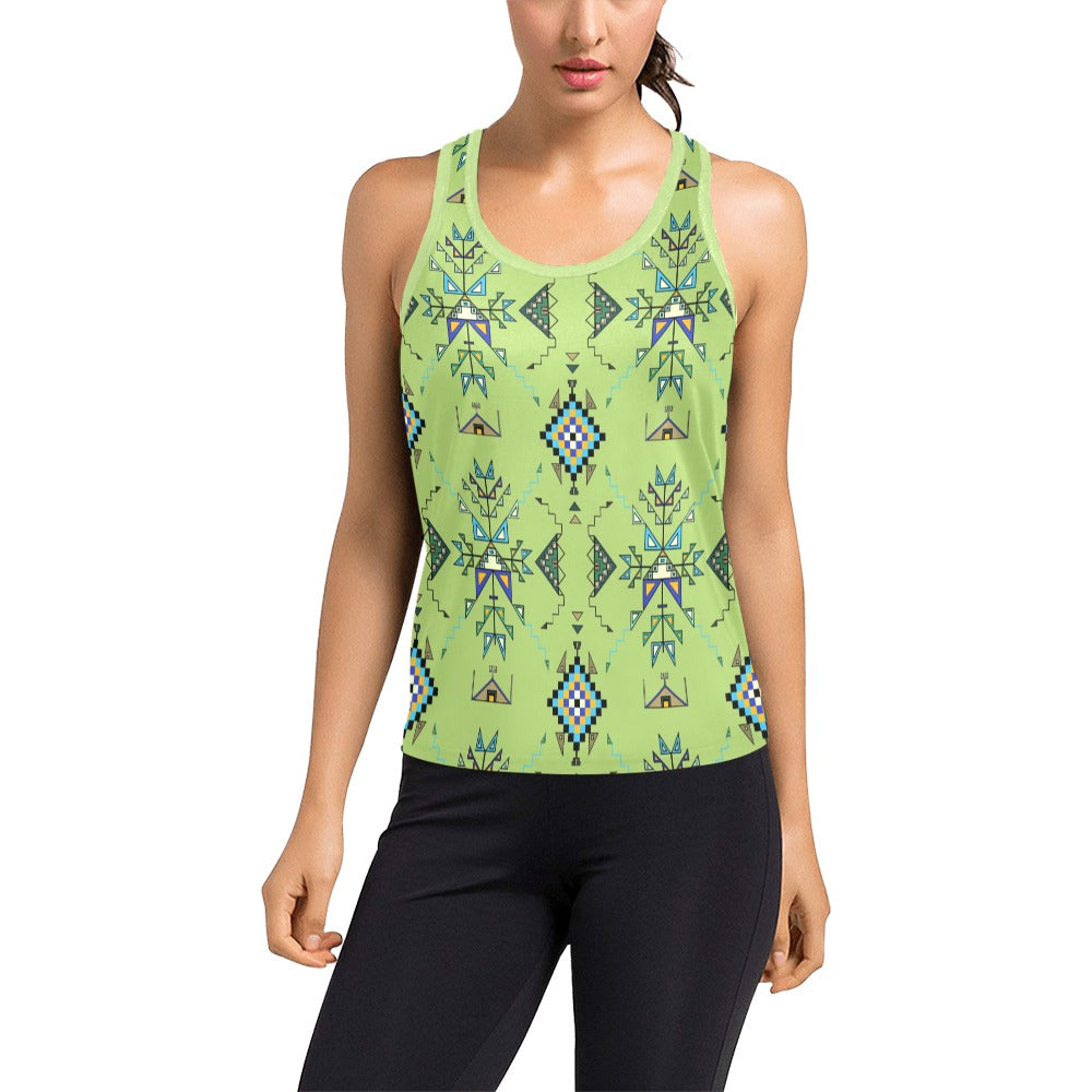 Bear Shield Green Women's Racerback Tank Top