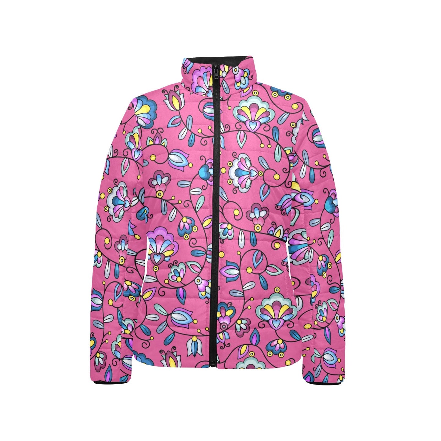 Autumn Bundle Blessing Pink Women's Stand Collar Padded Jacket