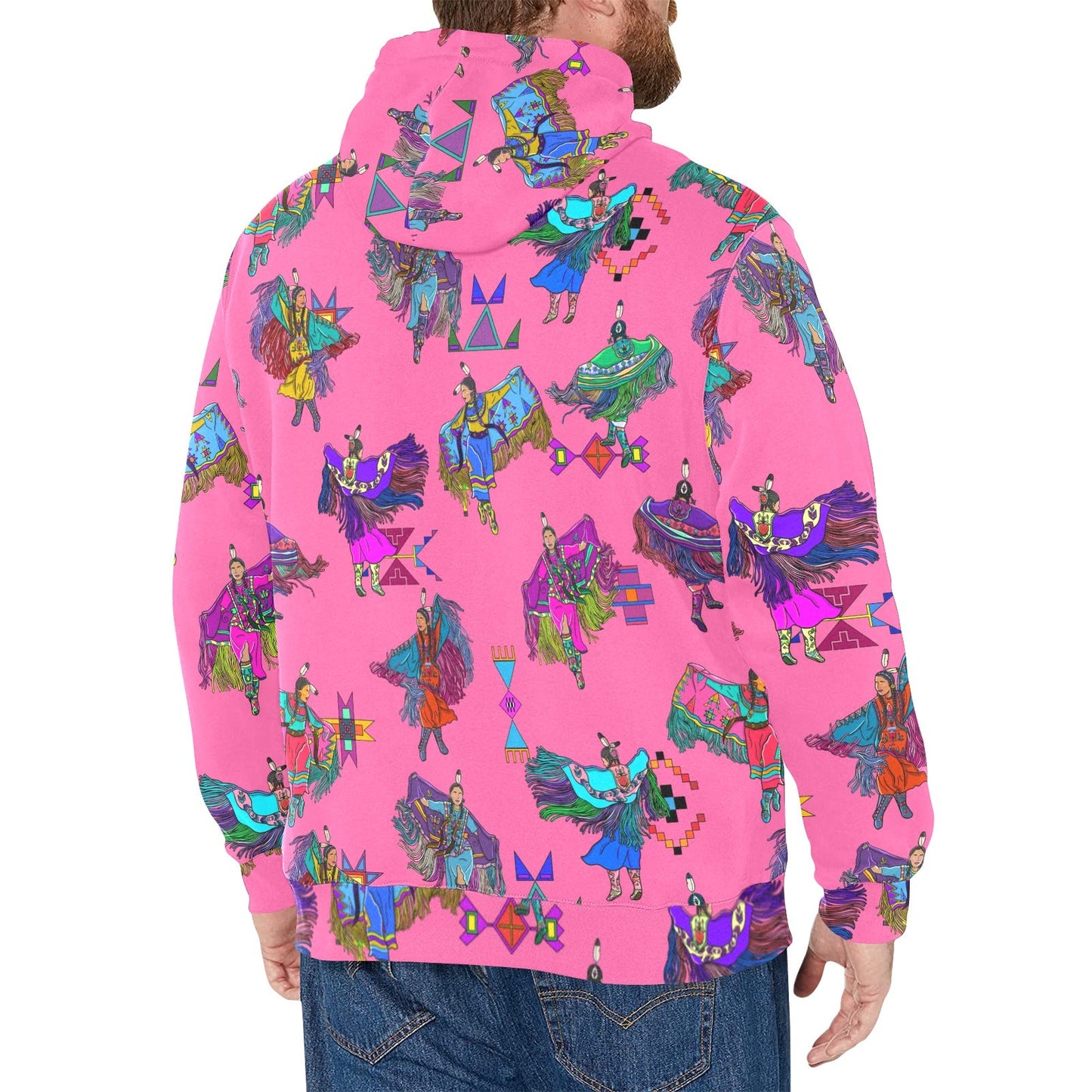 Women's Fancy Dancers Pink Men's Long Sleeve Fleece Hoodie