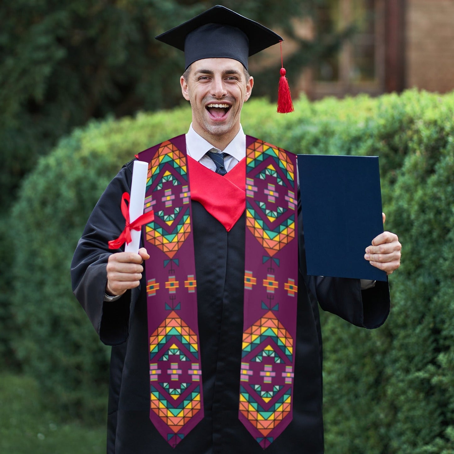 Travois Tipi Berry Graduation Stole