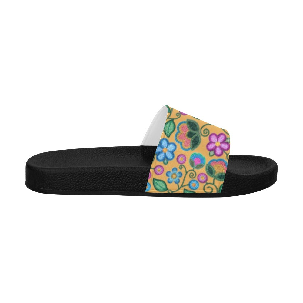 Turquoise Sunbeam Yellow Slide Sandals